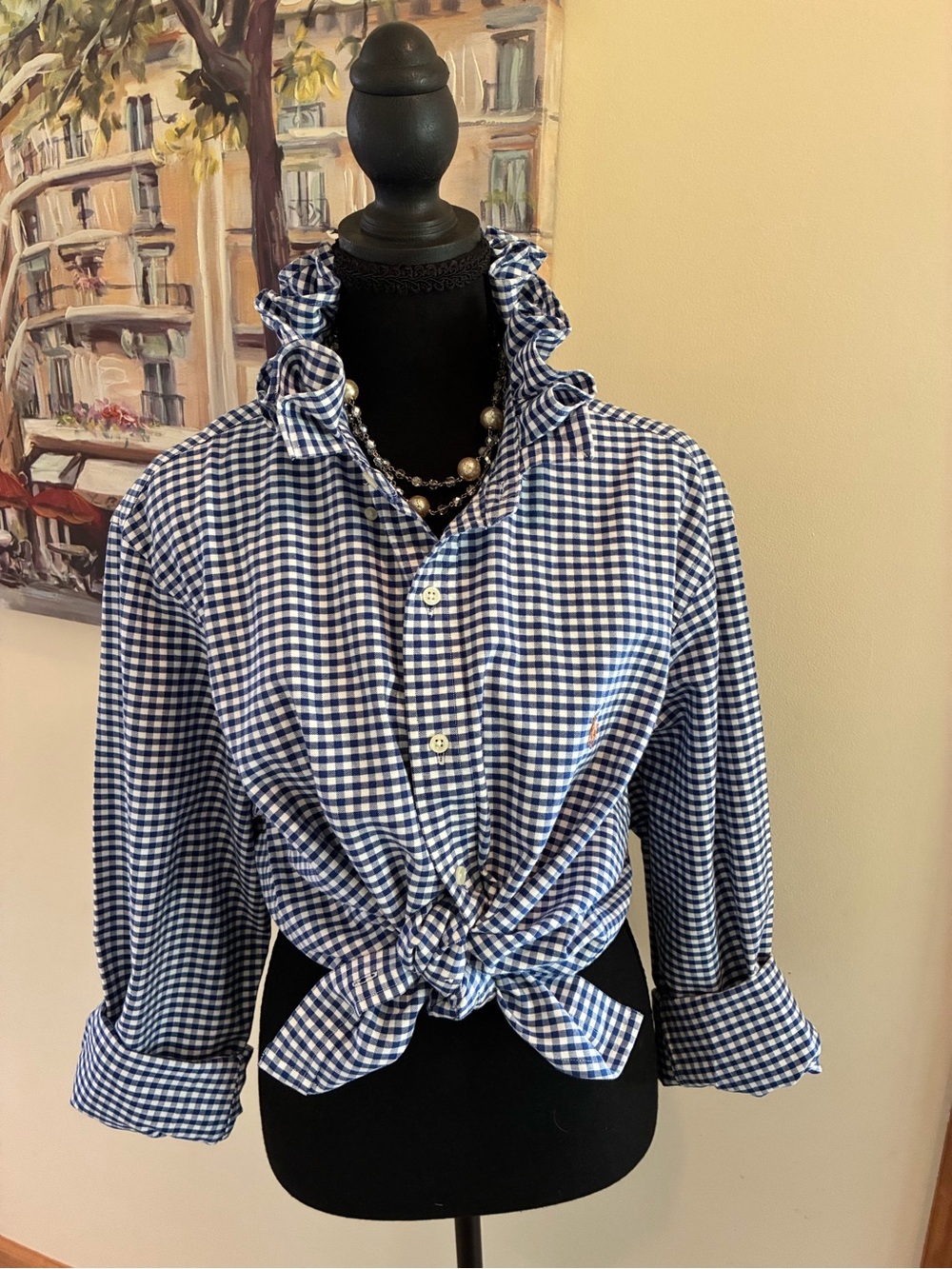 Ralph Lauren Blue and White Gingham Button-Down Shirt